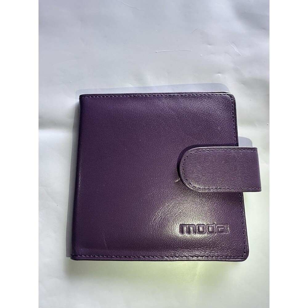 Moda Spana Minimalist Bifold Snap Card Leather Wallet Purple